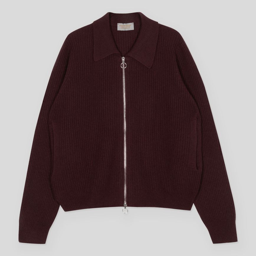 JSY DISLEY Women Cashmere X Merino Collar Zip Jacket Chicory