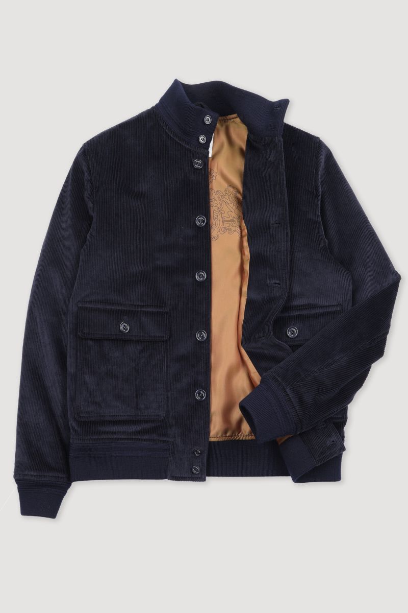 VSR Stretch Cotton Corduory Valstarino Bomber Jacket 9608 Navy