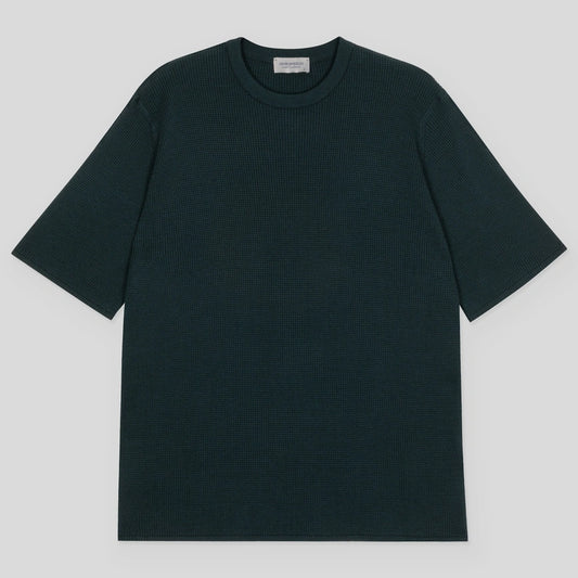 JSY Men Waffle Sea Island Cotton Short T-shirt Rainforest
