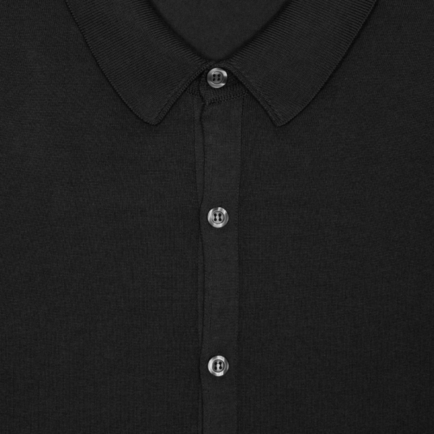 JSY FOLKE Men Sea Island Cotton Full Button Shirt Black