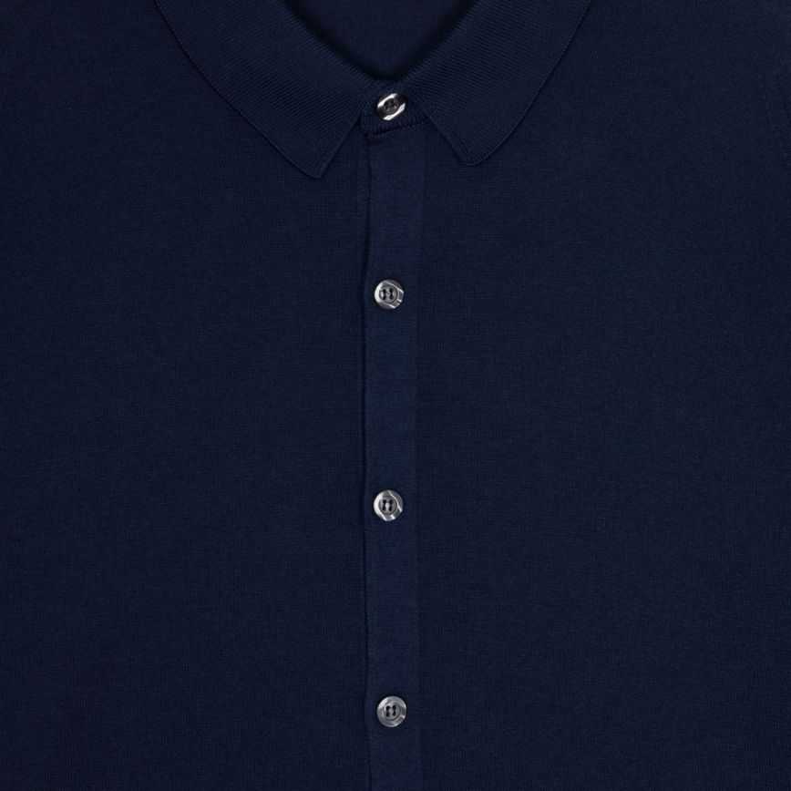 JSY FOLKE Men Sea Island Cotton Full Button Shirt French Navy