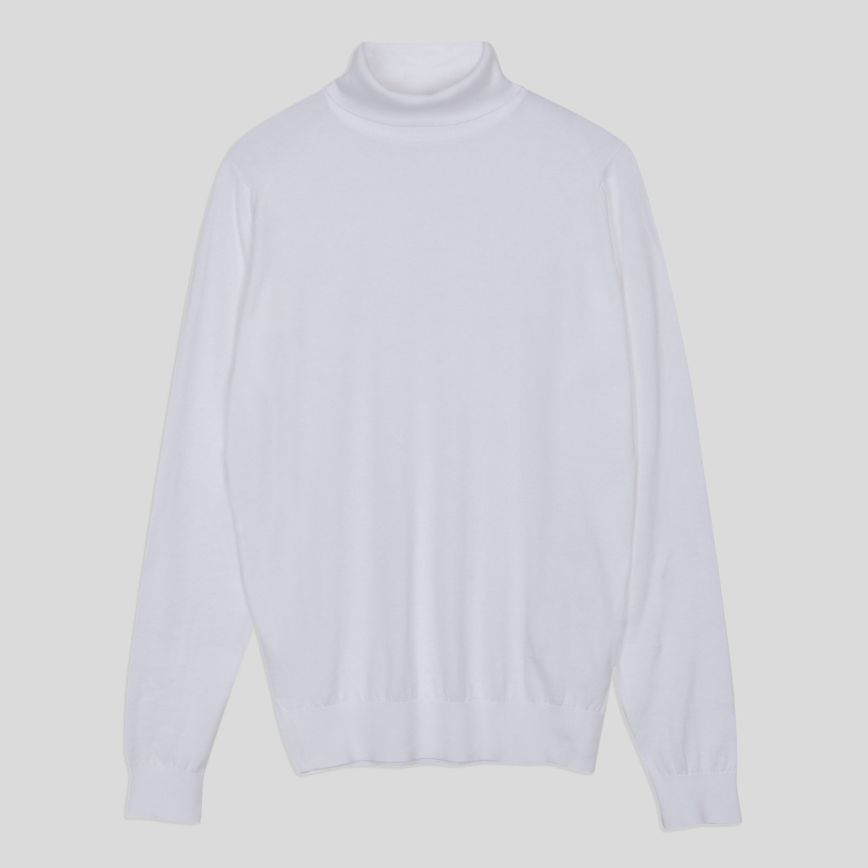 JSY HAWLEY Men Sea Island Cotton Pullover RN LS White