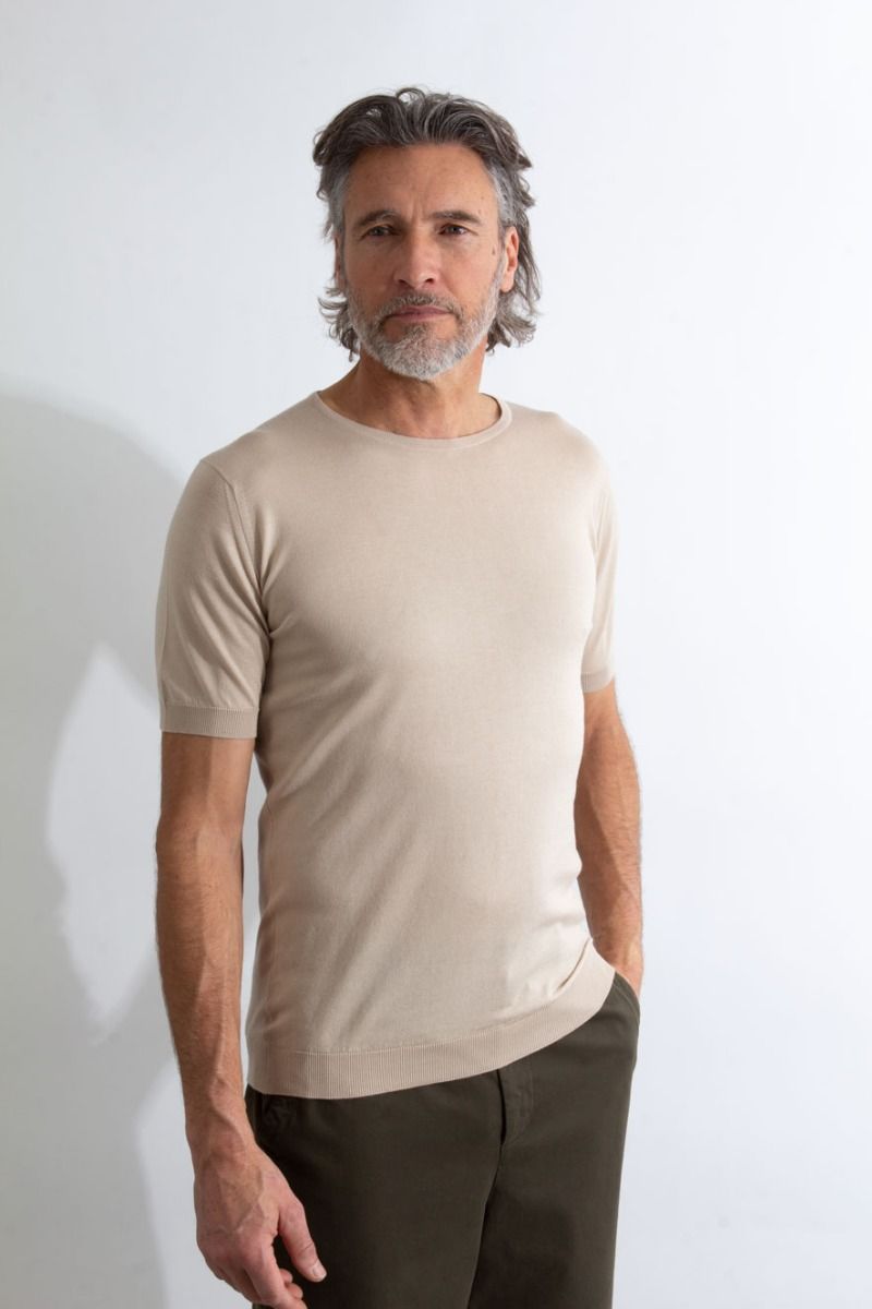 JSY BELDEN Men Sea Island Cotton T-Shirt CN SS Almond