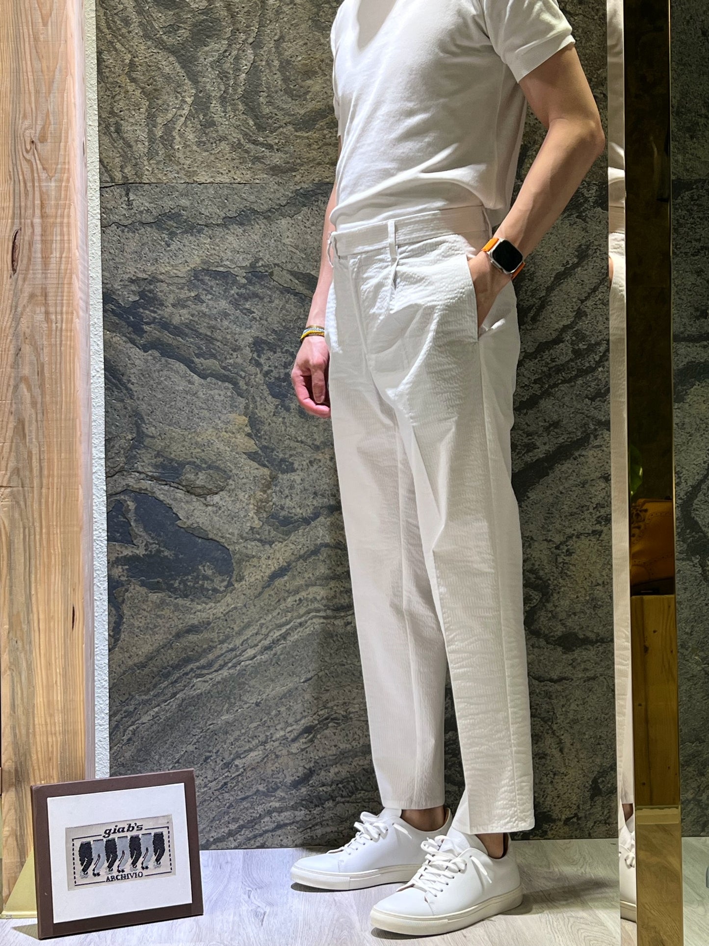 GBS DANTE 700/P Seersucker Trousers White
