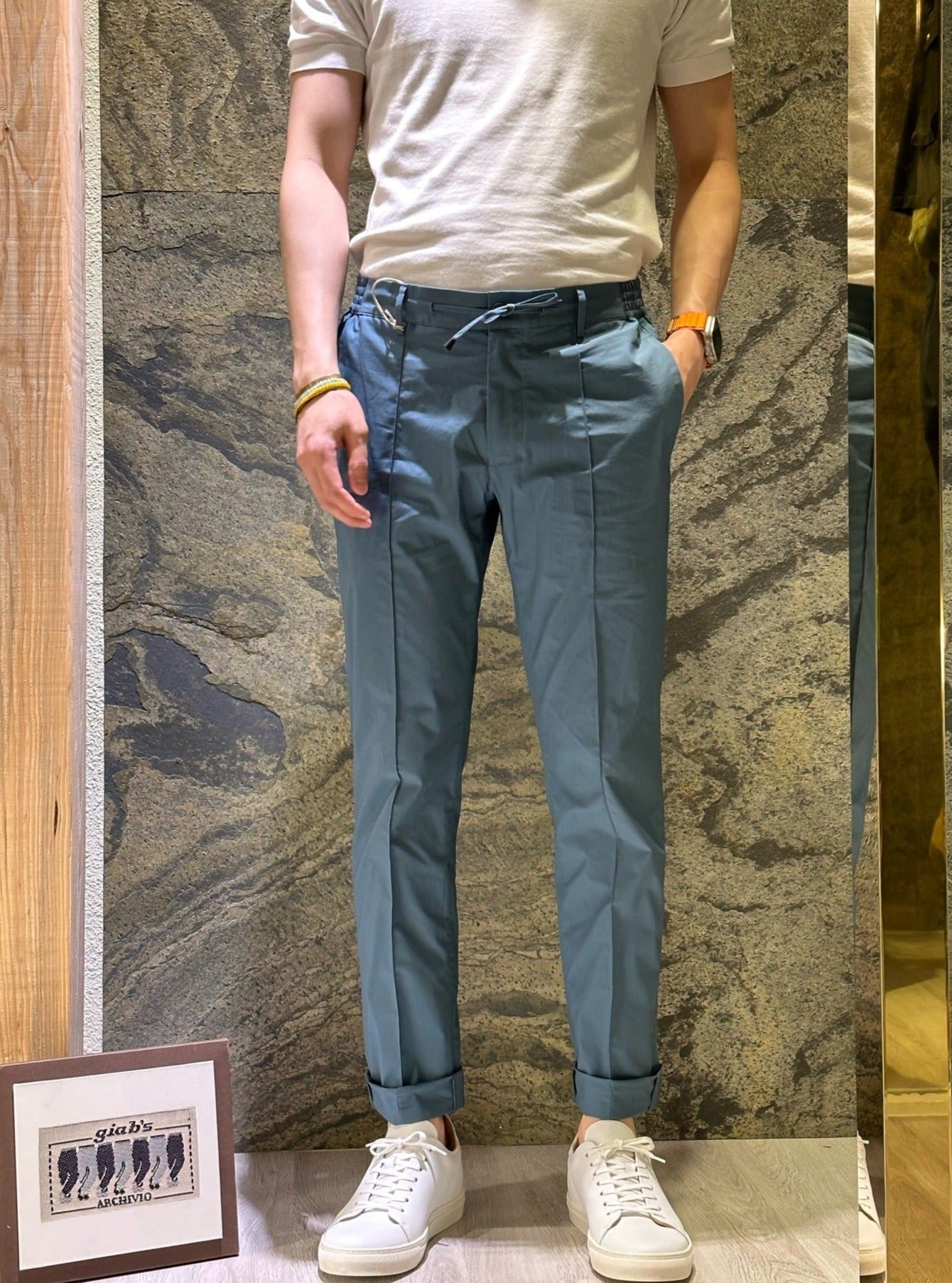 GBS MASACCIO/M1 Cotton Blend Trousers Light Blue