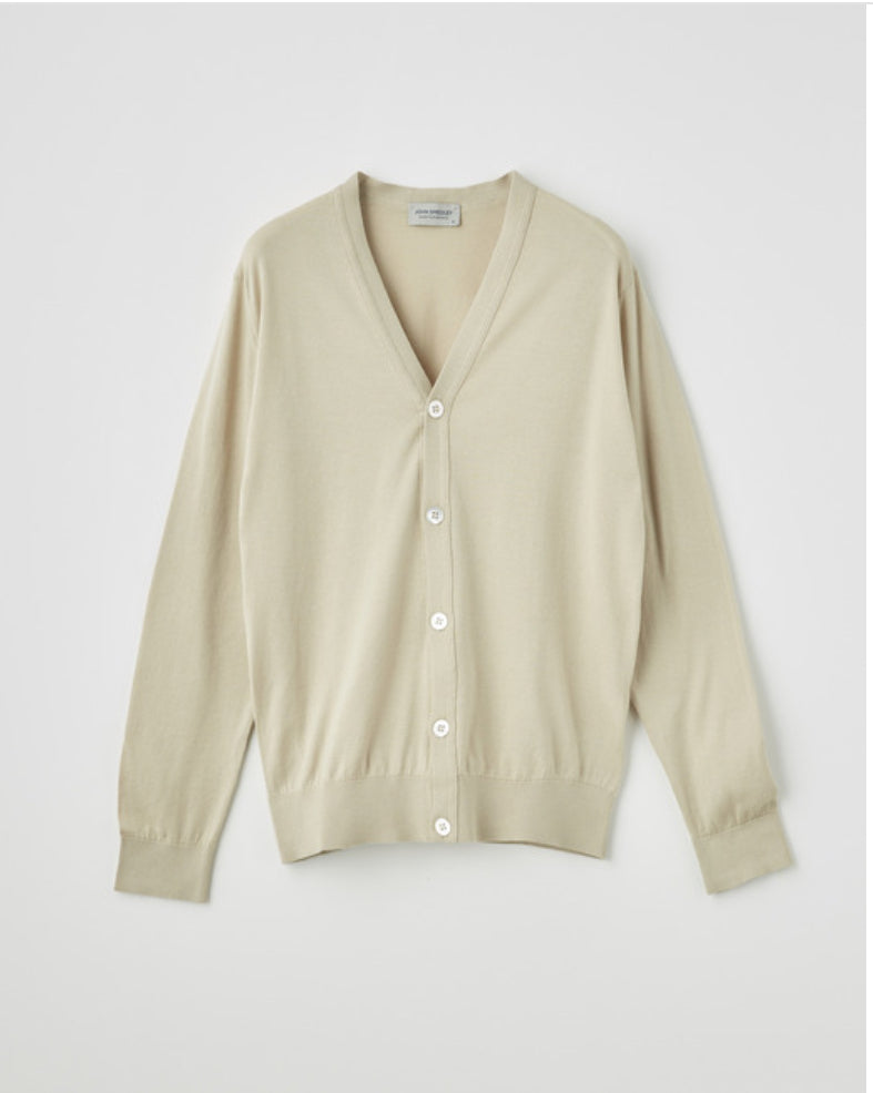 JSY WYATT Men Sea Island Cotton Cardigan VN LS Almond
