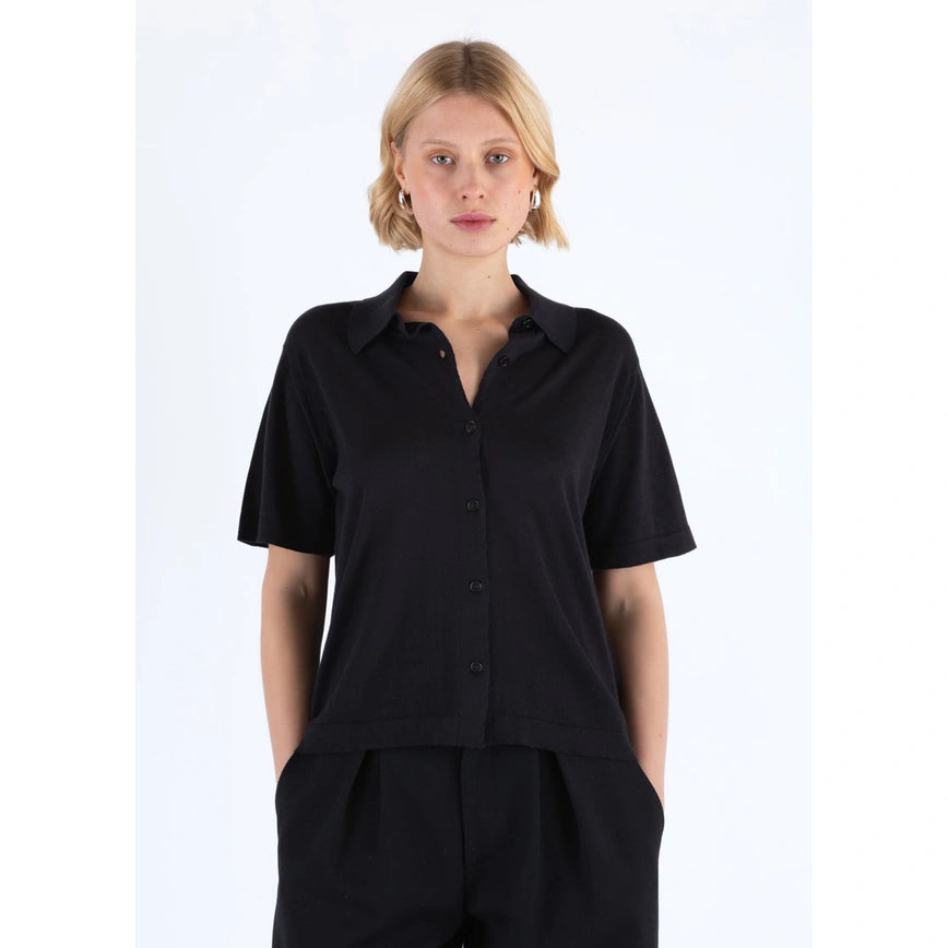 JSY KANA Women Cotton X Cashmere Shirt Black