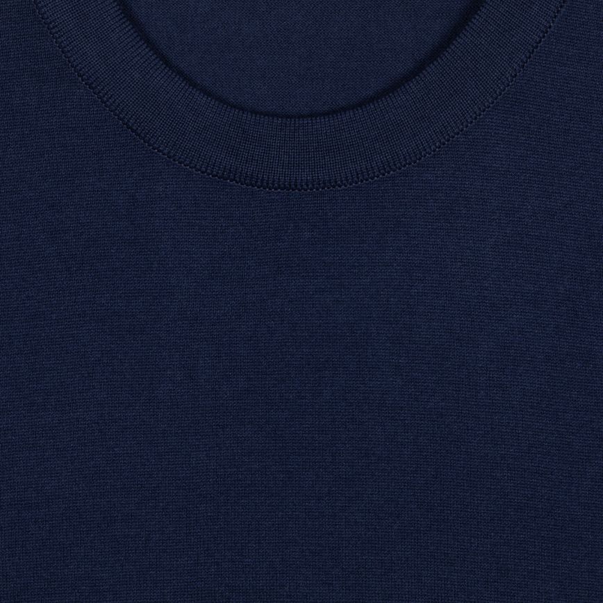 JSY KEMPTON Men Sea Island Cotton SS CN Pullover Navy