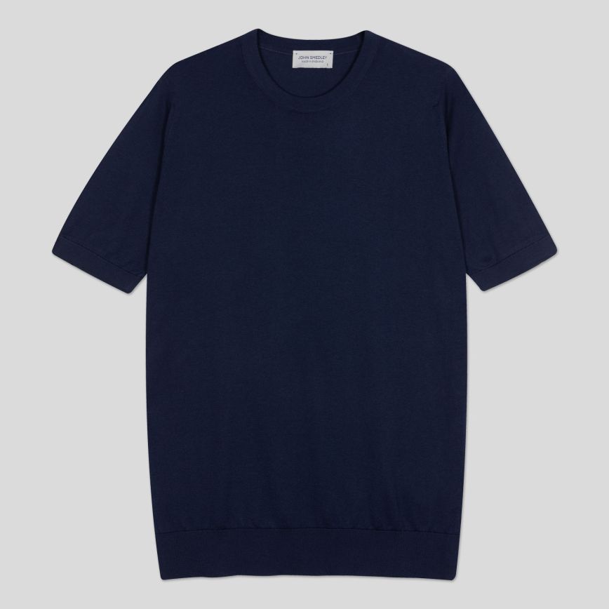 JSY KEMPTON Men Sea Island Cotton SS CN Pullover Navy