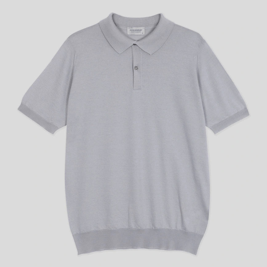 JSY Men Merino X Cotton Polo Shirt Silver Birch