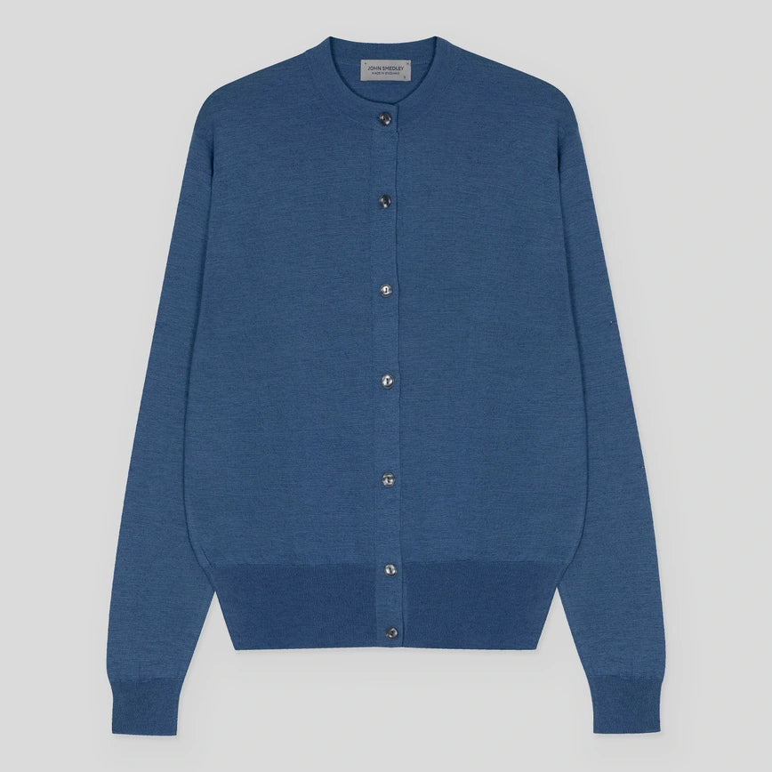 JSY MERION Women Merino X Cotton Cardigan LS RN Ocean