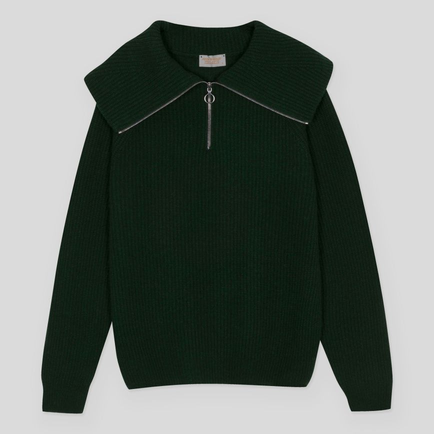 JSY NEWRY Women Cashmere X Merino Half Zip Sweater Douglas Fir