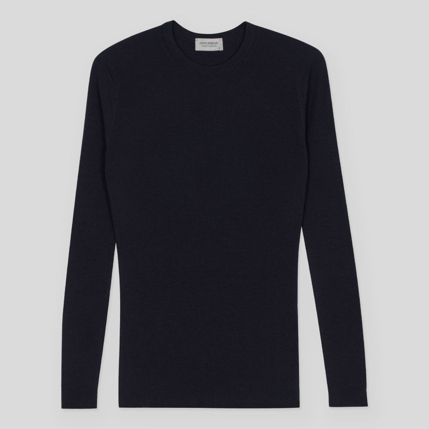 JSY NOLAH Women Merino Ribbed Pullover Midnight