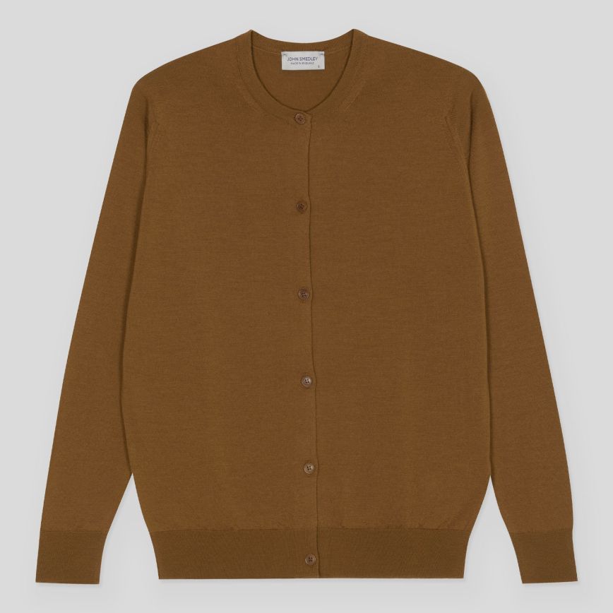 JSY PIPPA Women Merino Crew Neck Cardigan Keats Bronze