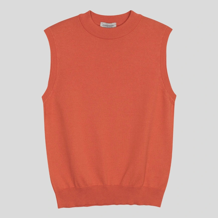 JSY ROWLEY Women Sea Island Cotton Top Sleeveless Sundown Orange