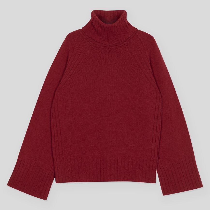 JSY TABAT Women Cashmere X Merino Roll Neck Pullover Vermillion