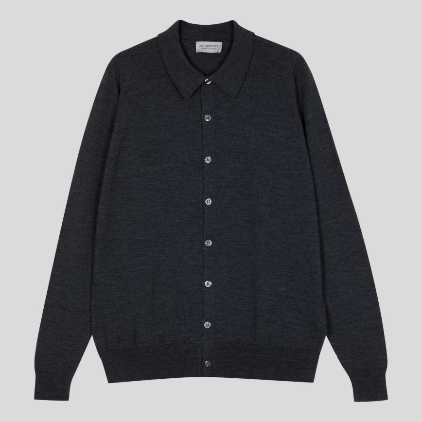 JSY TIBOR Men Merino Collar Shirt Charcoal