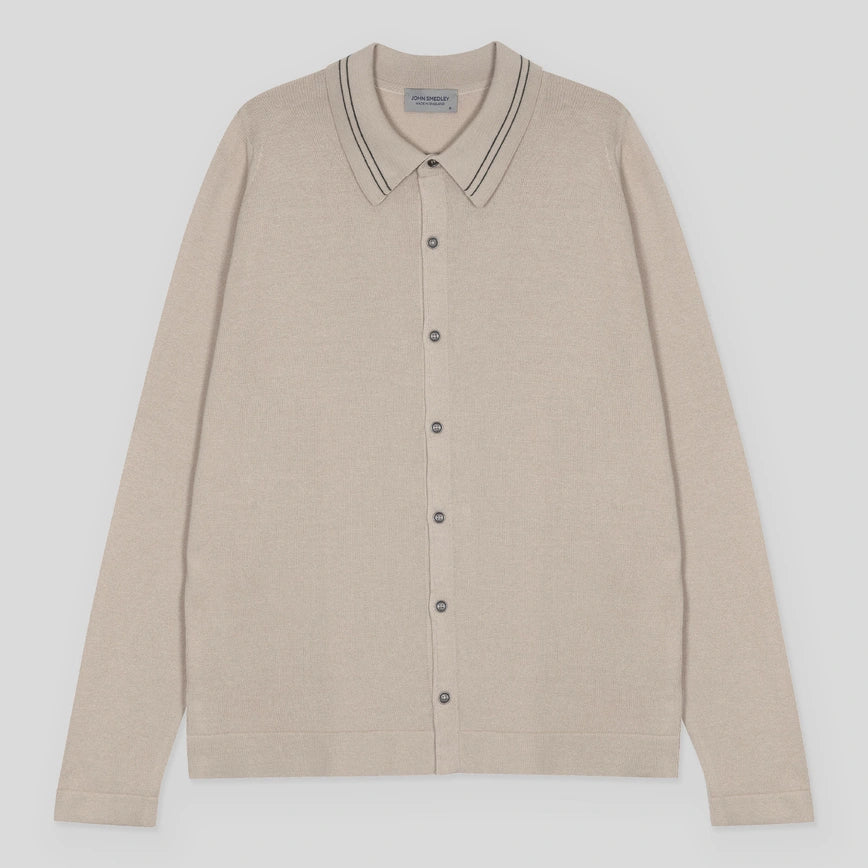 JSY Men Sea Island Cotton Full Button Shirt Col.1 Almond/ Rainforest