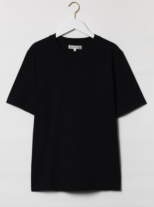 MZB Men'S 1940'S Relaxed T-Shirt Short Sleeve 5.5oz Deep Black