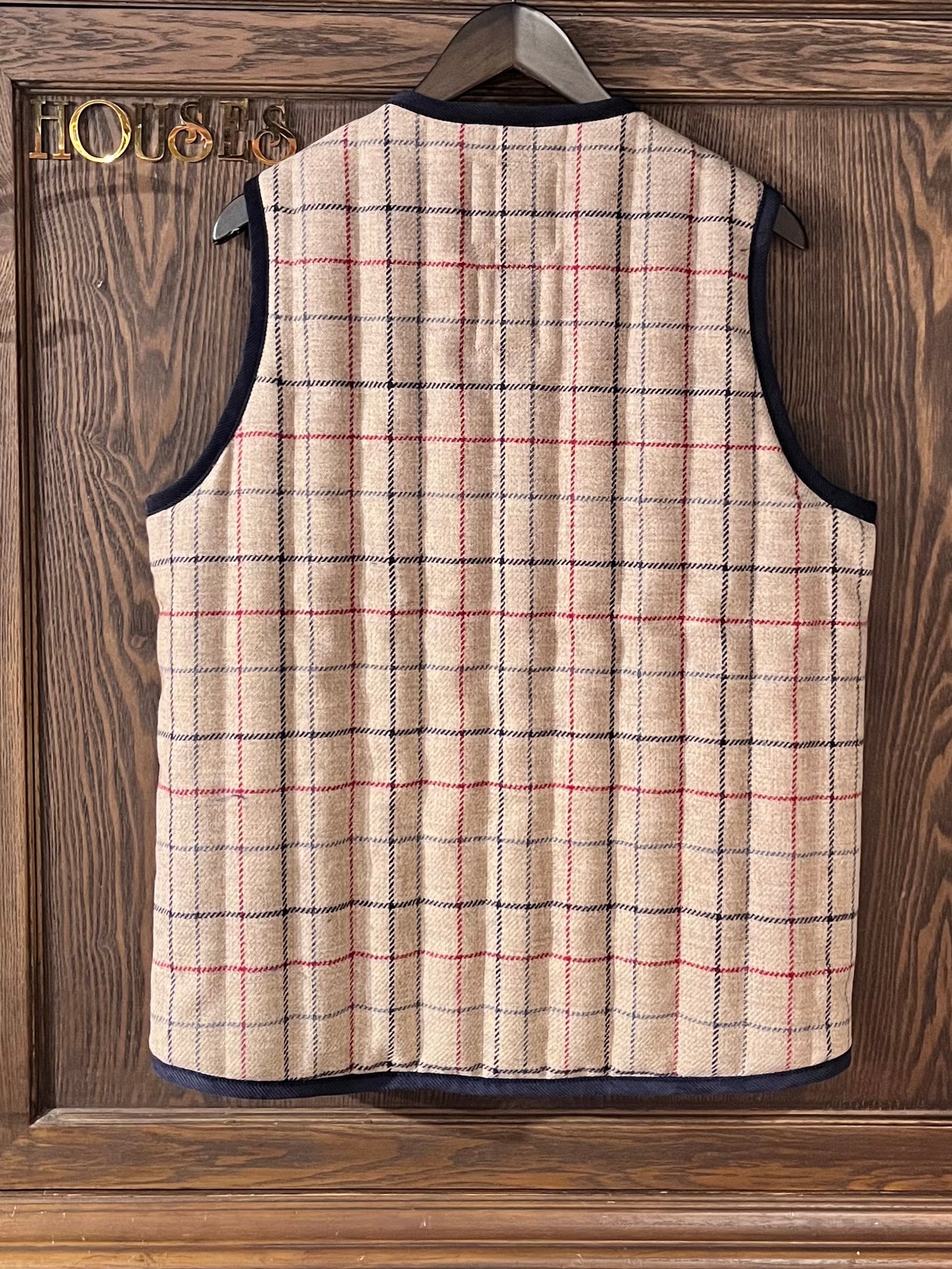 LVH x HOUSES THORNHAM Wool Tweed Quilted Gilet Beige