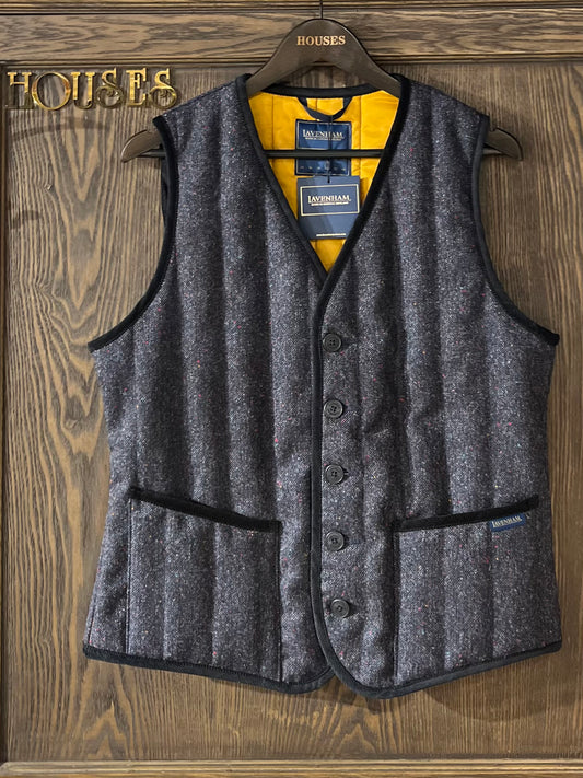 LVH x HOUSES BRAMFIELD Stock Wool Quilted Gilet Speckle Navy