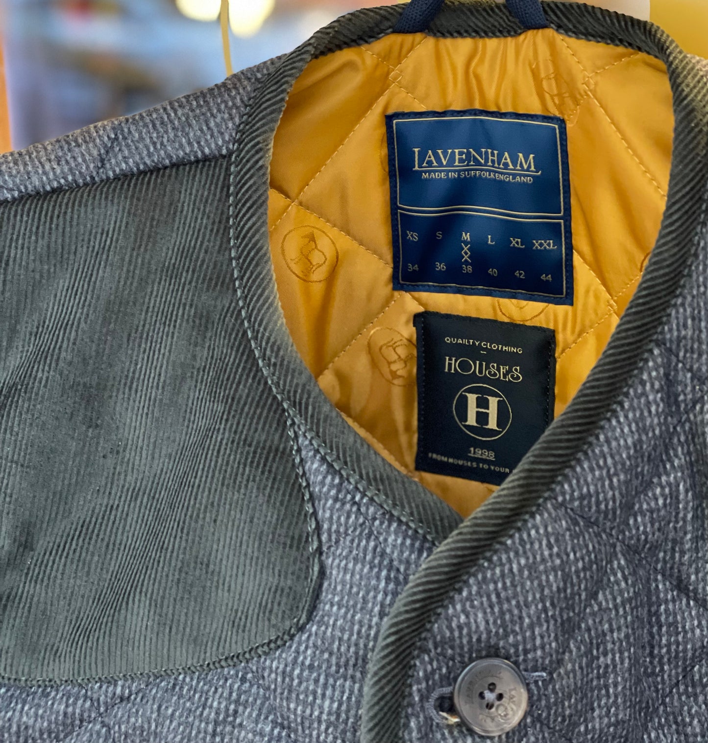 LAVENHAM x HOUSES HIGHTOWN Light Weight Wool Tweed Gilet Charcoal