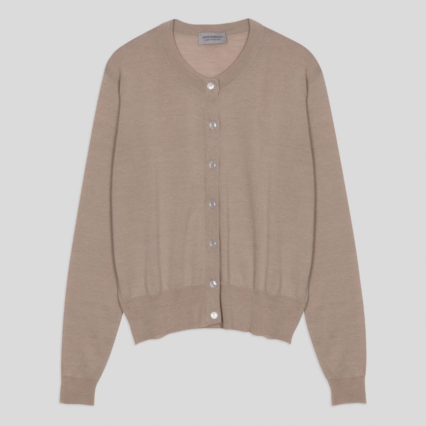 JSY AILEY Women Merino x Cotton Cardigan LS Light Taupe