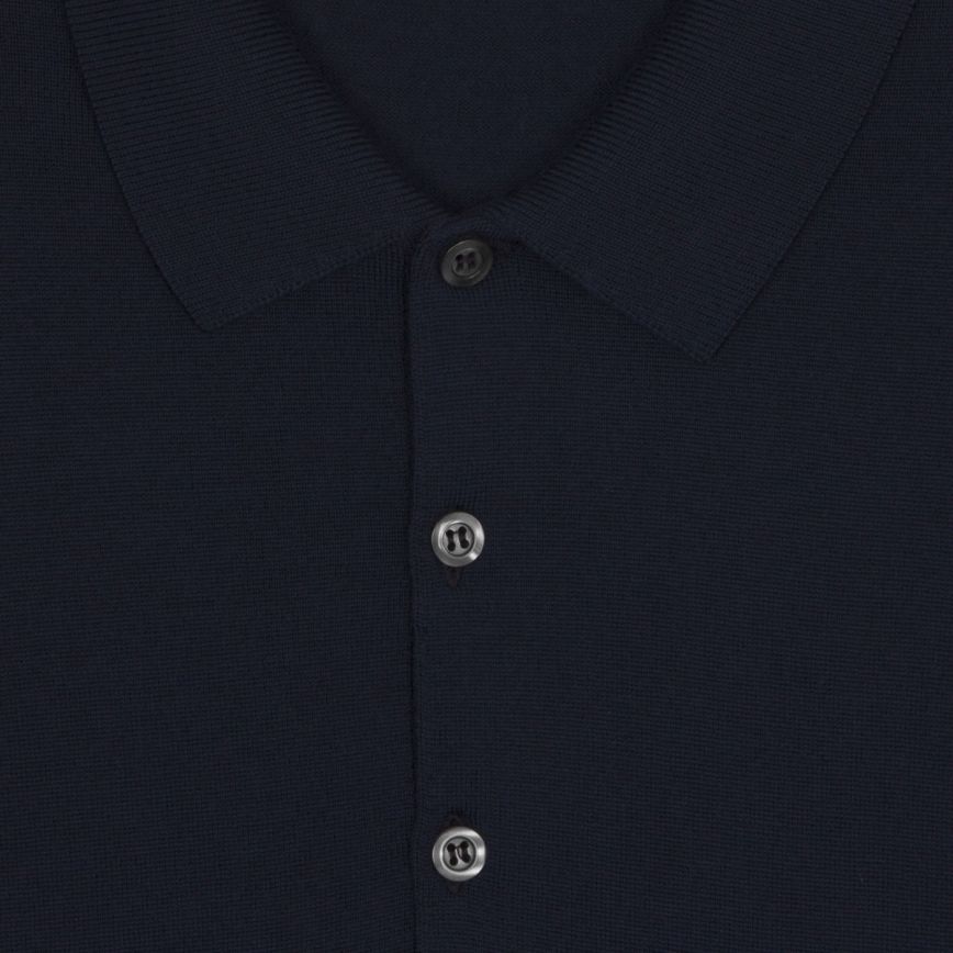 JSY BELPER Men Merino Polo Shirt Long Sleeve Midnight