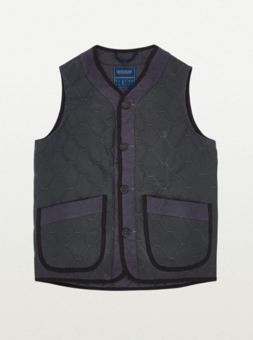 LVH Waxed Cotton Button Placket Gilet Charcoal