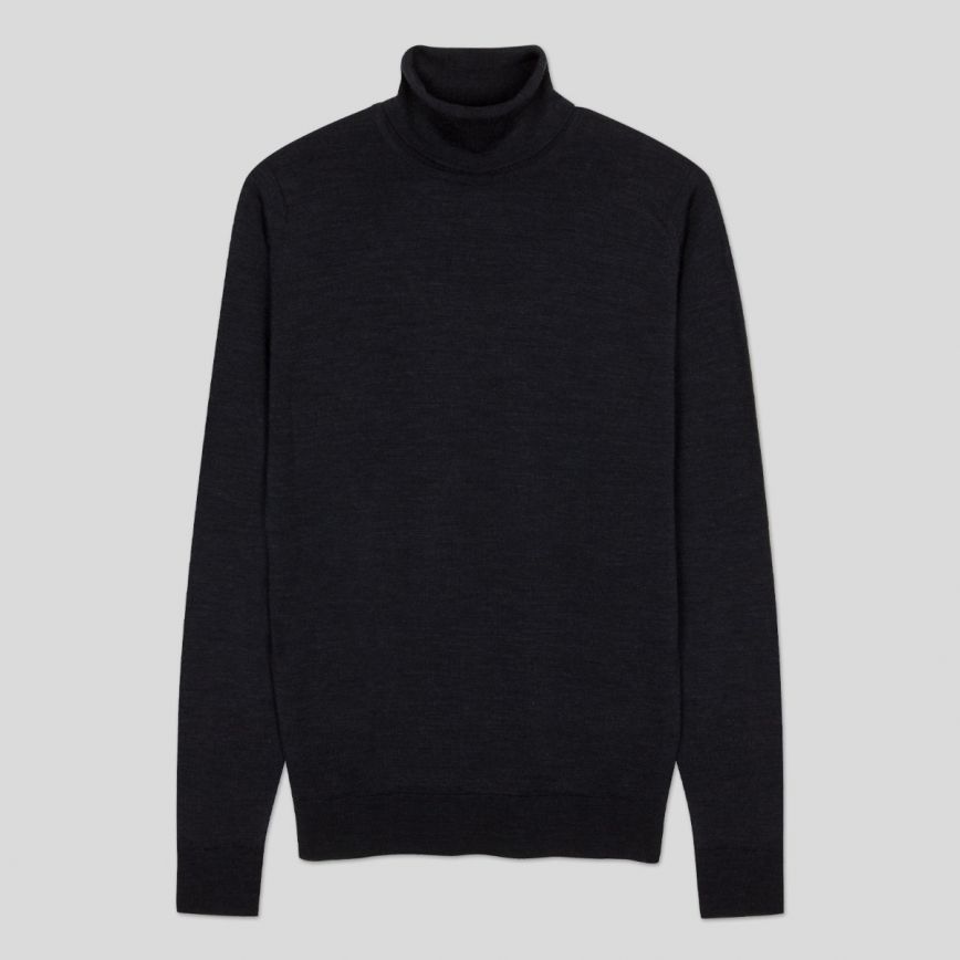 JSY CHERWELL Merino Wool Roll Neck Pullover Hepburn Smoke