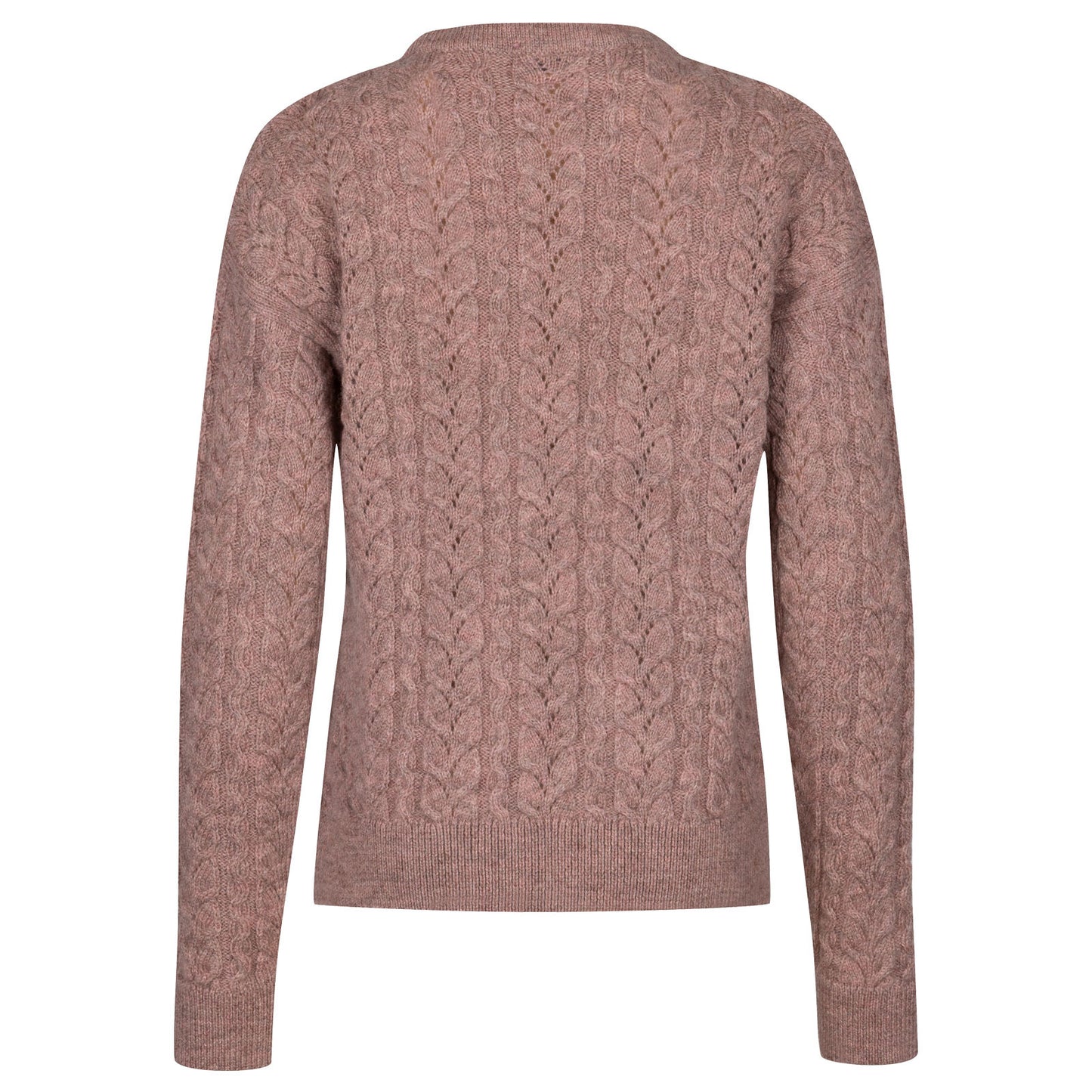 JSY Women FIONA British Wool Crew Neck Cable Pullover English Rose