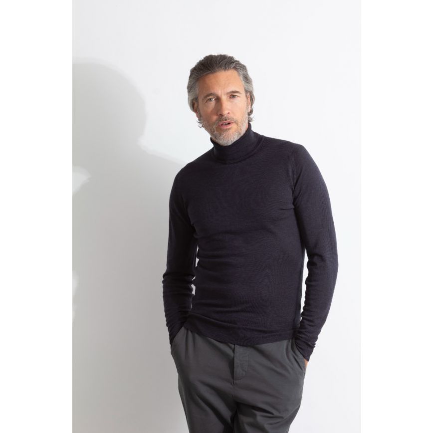 JSY CHERWELL Merino Wool Roll Neck Pullover Hepburn Smoke