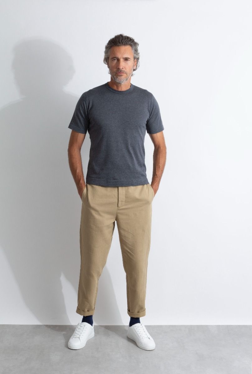 JSY LORCA Men Sea Island Cotton T-Shirt Charcoal