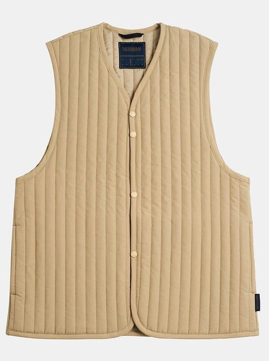 LVH DUBLIN Clean Line Oversized Brushed PolyCotton Quilted Gilet Beige