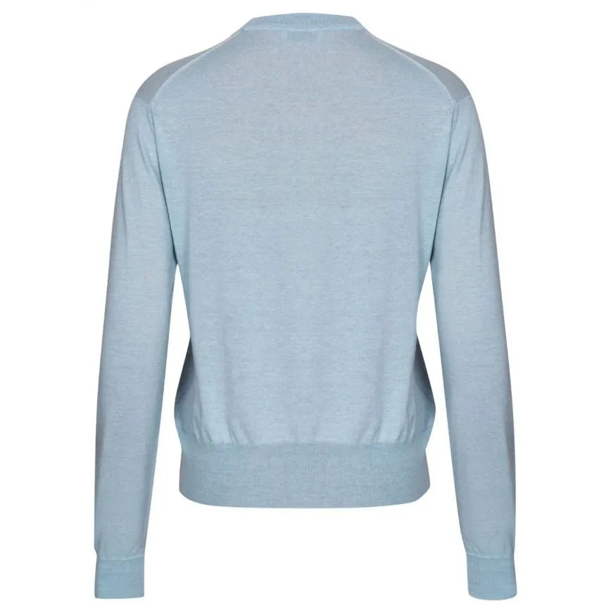 JSY LARKIN Women Merino x Cotton Sweater RN LS Blue Sky