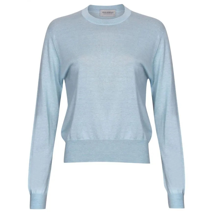 JSY LARKIN Women Merino x Cotton Sweater RN LS Blue Sky