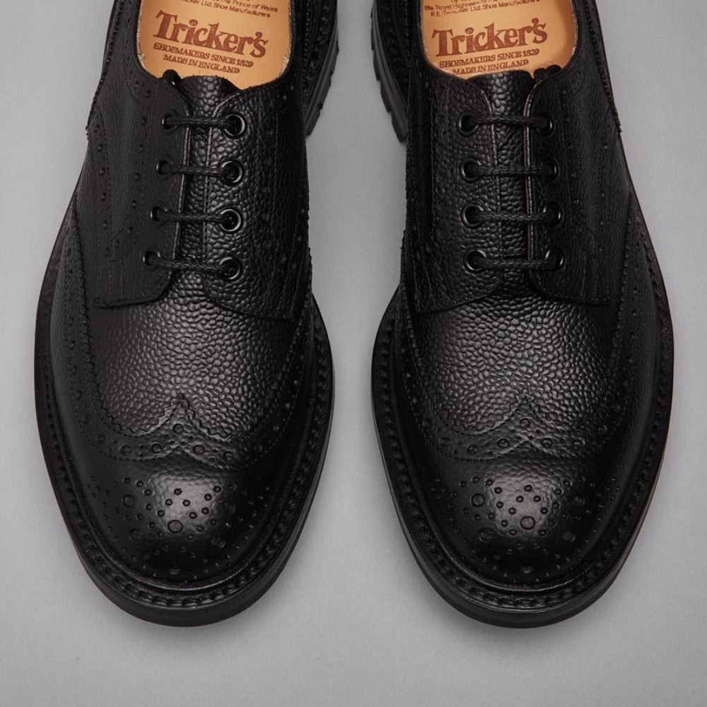 TKS ILKLEY Commando Sole Black Scotch Grain