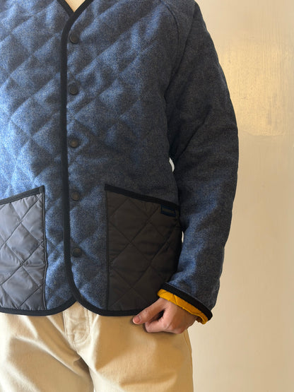 LAVENHAM x HOUSES LANGTON Shetland Wool V-Neck Jacket Blue