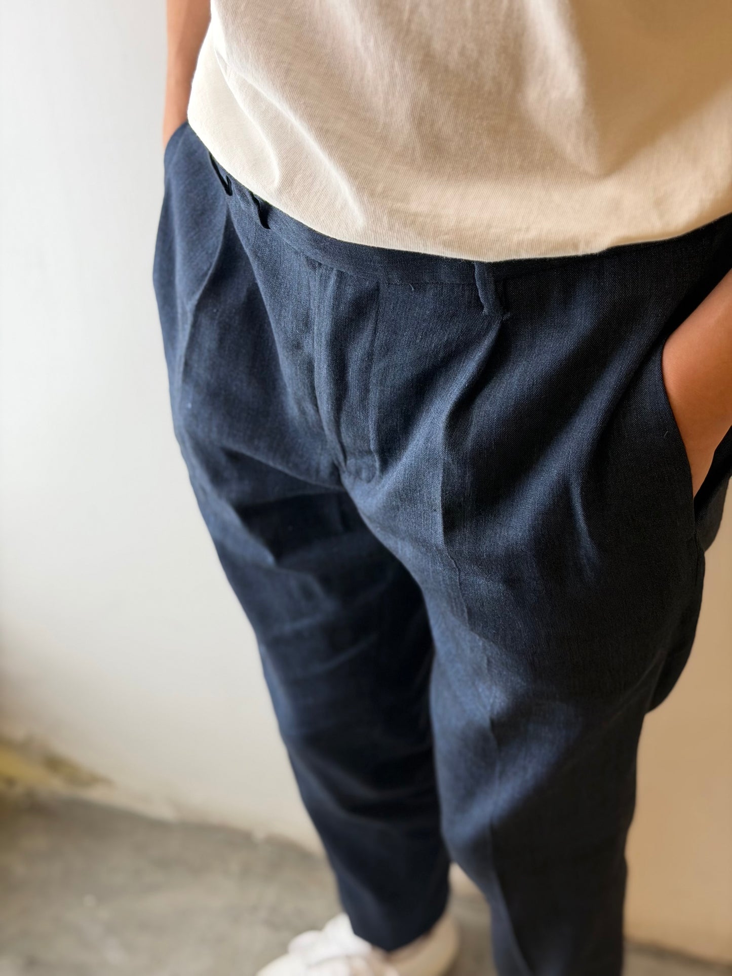 GBS DANTE700 Linen Blend Trousers A4360 Blue