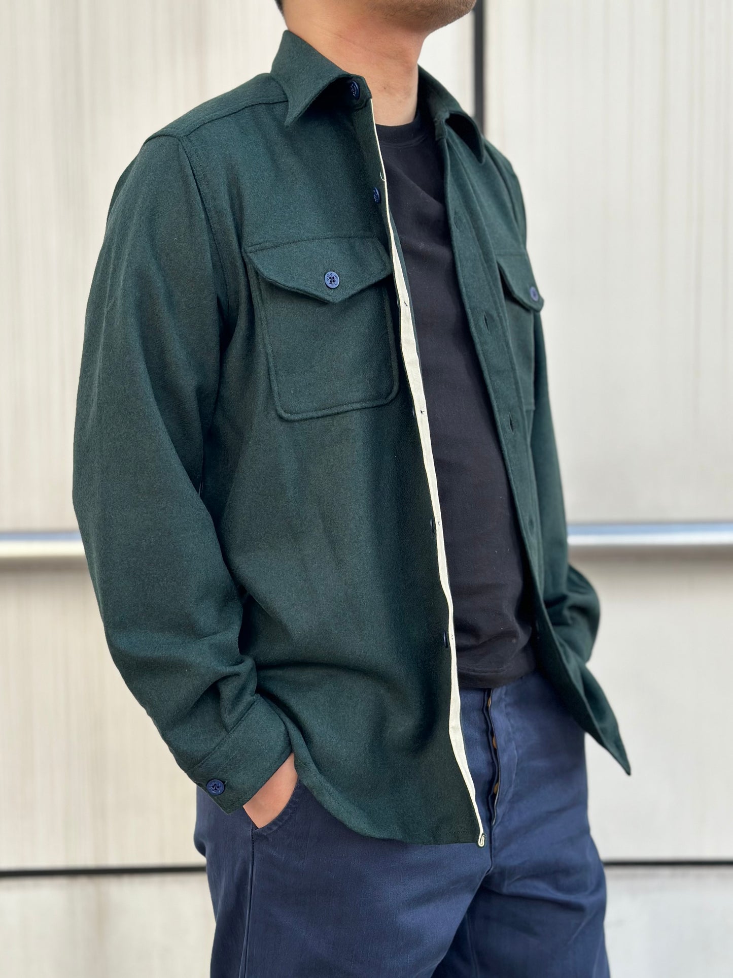 FTA CPO Blended Wool OverShirt Forest Green