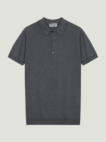 JSY ADRIAN Men Sea Island Cotton Polo Shirt Charcoal