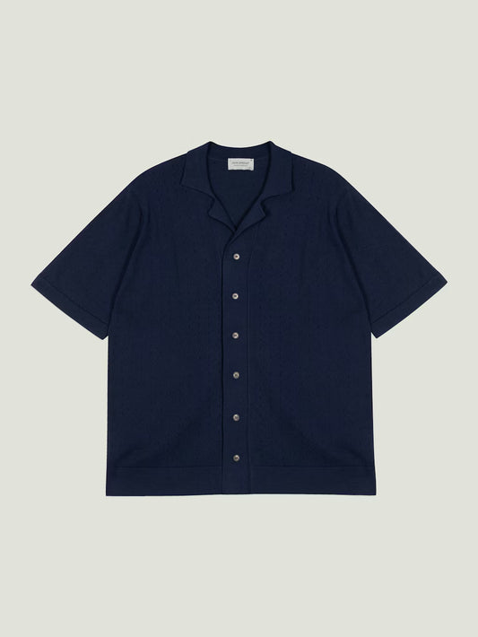 JSY ROWARTH Men Sea Island Cotton Collar Shirt French Navy