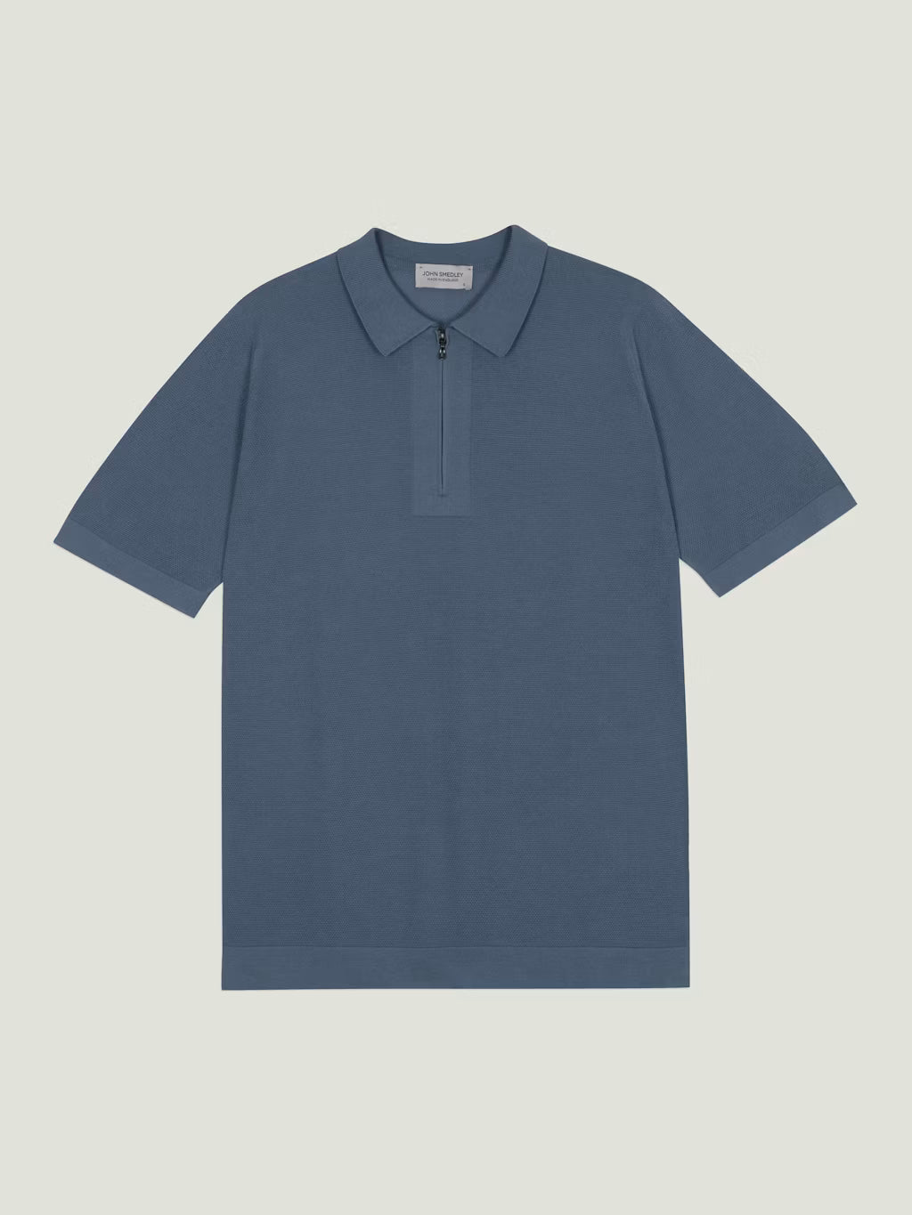 JSY Sandbank Men Sea Island Cotton Pique Half Zipped Polo Shirt Delft Blue