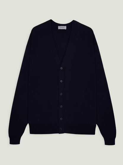 JSY WAVERLY Men Merino V-Neck Cardigan Midnight