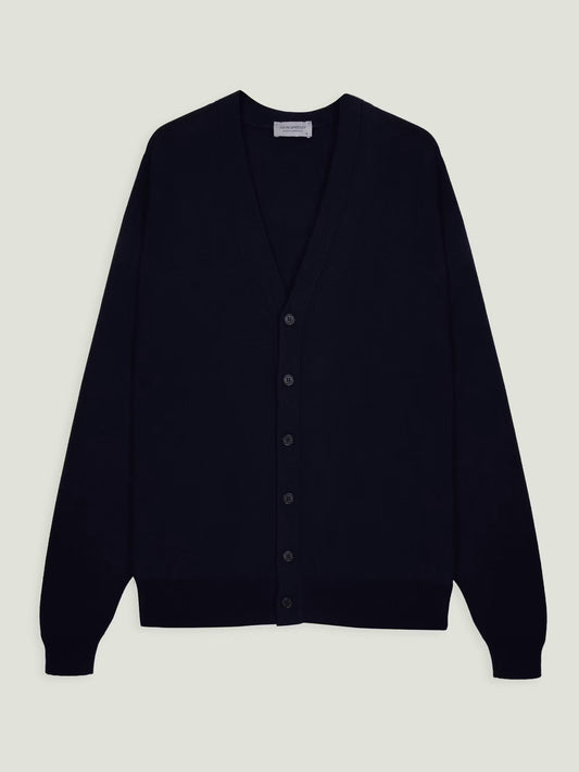 JSY WAVERLY Men Merino V-Neck Cardigan Midnight