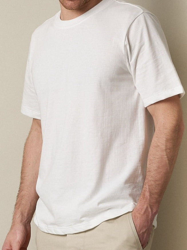 MZB Men'S 1940'S Relaxed T-Shirt Short Sleeve 5.5Oz White