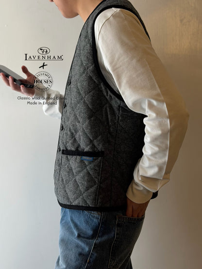 LAVENHAM x HOUSES BRAMFIELD Wool GILET Black & White