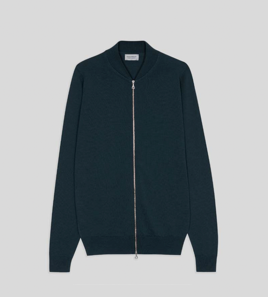 JSY MACLEAN Men Merino Zip Bomber Jacket Richardson Green