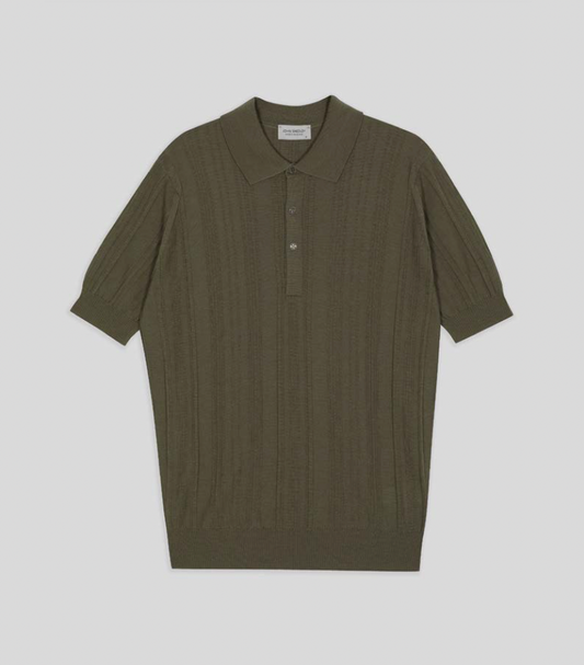 JSY JAXEN Merino Ribbed Polo Shirt Mansﬁeld Green