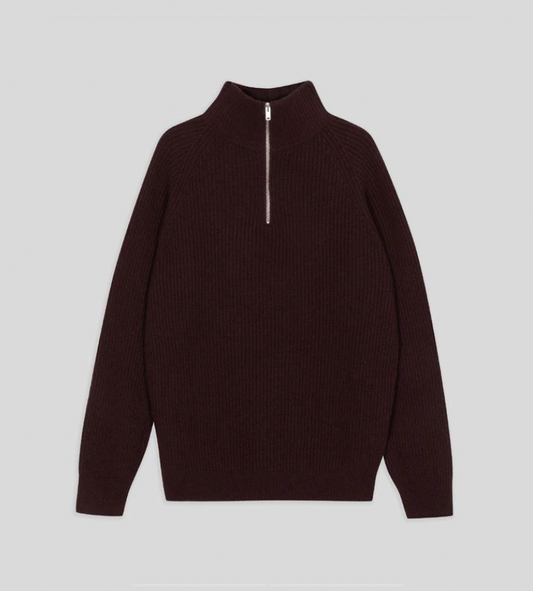 JSY RYKER Men Cashmere/ Merino Half Zip Pullover Chicory